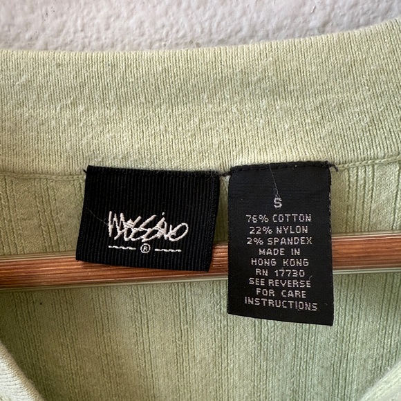 Vintage Massimo Green Ribbed 3/4 Sleeve V Neck Sweater Y24 - Picture 3 of 9